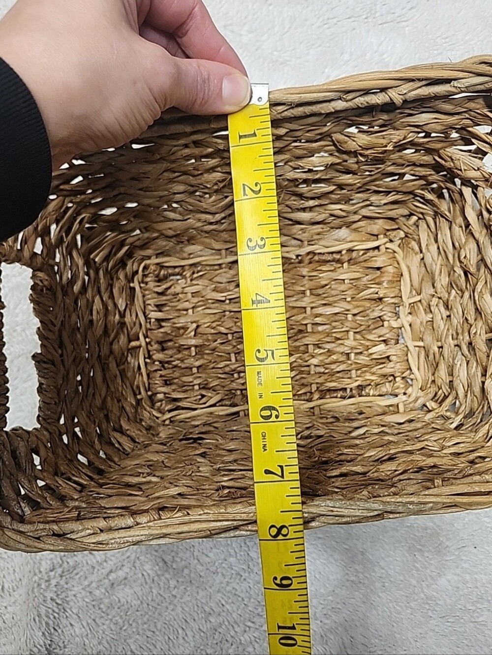 Natural Woven Rectangular Storage Basket - Tan, Wicker Basket With Handles - Picture 14 of 14